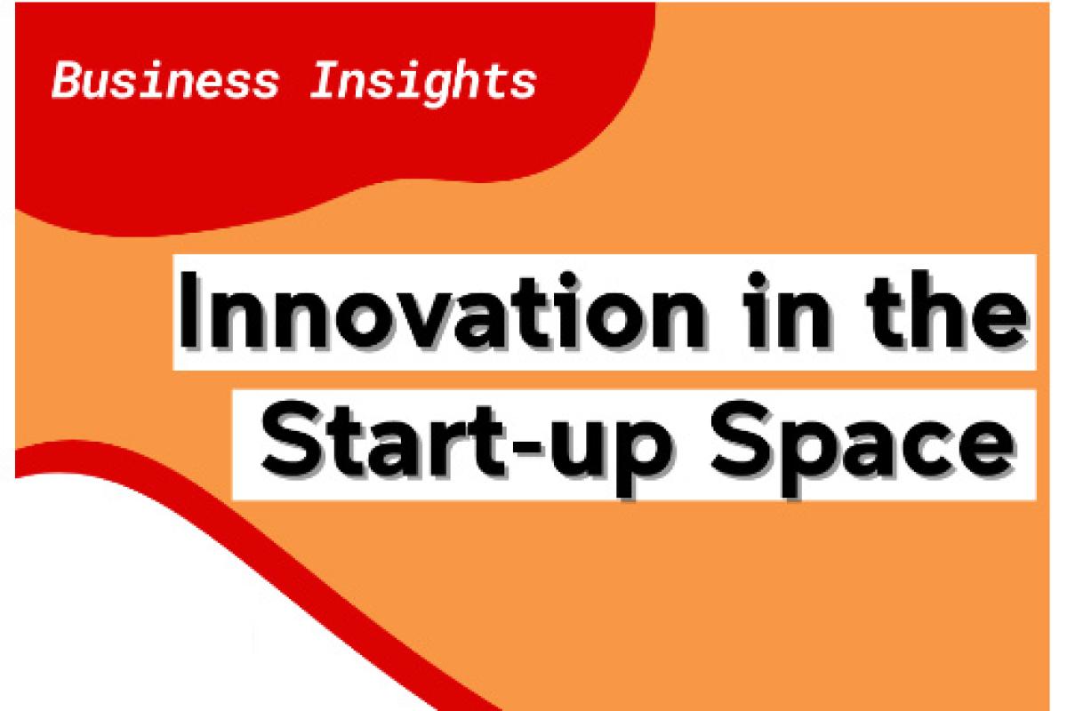 图片文字为“商业洞察:创业空间中的创新”，背景为橙色。