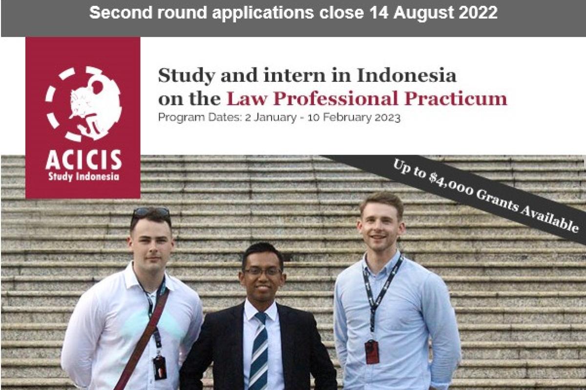 图片显示ACICIS在印度尼西亚学习的海报-在印度尼西亚学习和实习的法律职业实践